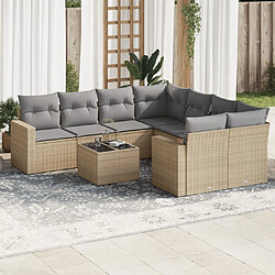 Maison Chic Salon de jardin avec coussins 9 pcs | Ensemble de Table et chaises | Mobilier d'Extérieur beige résine tressée -GKD56209