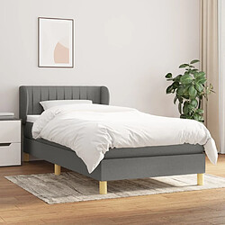 Maison Chic Structures de lit + matelas,Lit à sommier tapissier avec matelas Gris foncé 90x200 cm Tissu -MN77792