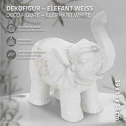 ML-Design Figurine Eléphant Blanc 36x19x39 cm, Finition Orientale, Intérieur/Extérieur, Statue Eléphant Porte-Bonheur, Sculpture Feng Shui, Figurine de Richesse, Ornament Antique, Décoration de Jardin