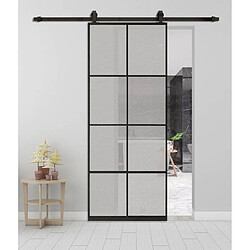 Secury-T Rail porte coulissante loft/fermière 2m acier noir pour porte en aluminium ou verre 