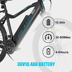 HILAND E-Bike 26/27,5 pouces Fat Tire E-MTB Vélo électrique Aluminium E-Mountainbike Shimano 21 vitesses & moteur arrière pour 25 km/h Noir/Blanc/Bleu pas cher