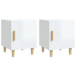 vidaXL Tables de chevet 2 pcs Blanc brillant Bois d'ingénierie