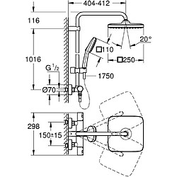 Avis Colonne de douche avec mitigeur thermostatique - Economie d'eau - GROHE Vitalio Comfort 250 - Chromé - 26696001