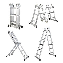 Secury-T Échelle Multifonction Pliable 4x3 marches 6 en 1 - 3.5m - 100% aluminium - Avec plateforme échafaudage