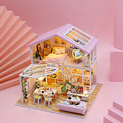 Avis DIY Kit Dollhouse Miniature avec des Meubles Kits 3D En Bois Miniature Maison-2 Histoires Miniature Poupées Maison Chalet Bâtiment Modèle