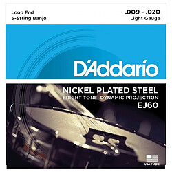 D'Addario EJ60 Light 9-20 - Jeu de cordes Banjo 5 cordes