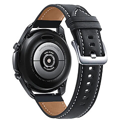 Bracelet en cuir véritable 20 mm avec boucle argentée pour votre Samsung Galaxy Watch3 41mm/Huawei Watch GT 2 42mm - noir