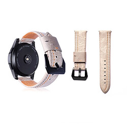 Wewoo Bracelet pour montre connectée en cuir pleine fleur avec motif Trois lignes Samsung Gear S3 22mm Kaki 