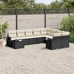 Maison Chic Salon de jardin 10 pcs avec coussins, Ensemble Tables et chaises d'extérieur noir résine tressée -GKD381917