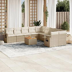 Maison Chic Salon de jardin 11 pcs avec coussins, Ensemble Tables et chaises d'extérieur beige résine tressée -GKD986563