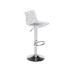 Vente-Unique Lot de 2 Tabourets de bar CLARK - Polycarbonate - Hauteur réglable - Cristal pas cher