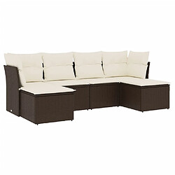 vidaXL Salon de jardin avec coussins 6 pcs marron résine tressée