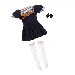 Robe manches courtes bleu foncé Chaussettes en forme de poil pour poupée middie blythe pas cher