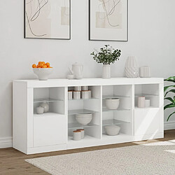 Avis Maison Chic Commode Buffet - Meuble de rangement avec lumières LED blanc 163x37x67 cm -GKD86000