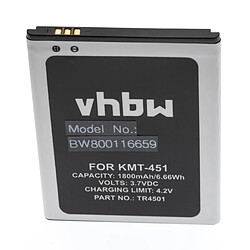 vhbw Li-Ion batterie 1800mAh (3.7V) pour téléphone portable mobil smartphone comme Kazam TR4501, TR4501-CHHCD0006517 