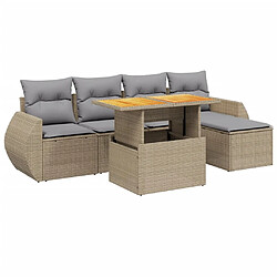 vidaXL Salon de jardin avec coussins 6 pcs beige résine tressée