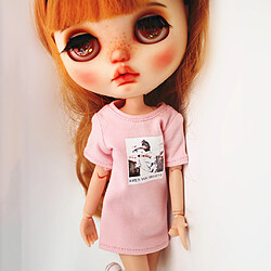 tenue de mode impression t-shirt pour 1/6 blythe poupée habiller accessoire rose