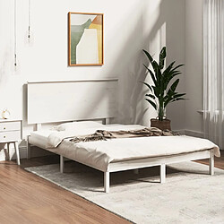 vidaXL Cadre de lit Blanc Bois massif 120x190 cm Petit double