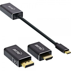 Alpexe Convertisseur d'affichage USB InLine®, 6-en-1, USB Type-C mâle vers DisplayPort femelle, HDMI, VGA (mode alternatif DP), 4K2K, n
