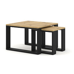 FURNLUX Table basse NUKA DUO 60x60x47 Crème & Noir