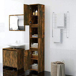 Avis Maison Chic Armoire de bain,Meuble de rangement de salle de bain,Meuble haut Chêne fumé 30x30x183,5 cm Bois d'ingénierie -GKD378098