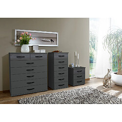 Pegane Ensemble de 3 commodes, meubles de rangement coloris Graphite, rechampis noir