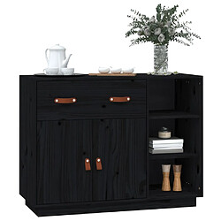 Acheter Maison Chic Buffet,Meuble de Rangement,commode pour salon,Cuisine Noir 98,5x40x75 cm Bois massif de pin -MN39117