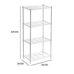 Acheter Catter House Étagère de Rangement à 4 Niveaux Aéré CATTERHOUSE Klaus 120 - 56x35x120 cm Charge Lourde 140 Kg Cadre en Acier Blanc