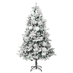 Avis vidaXL Sapin de Noël pré-éclairé avec neige floquée/cônes 225cm PVC/PE