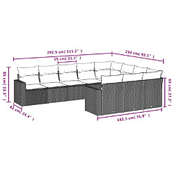 Avis vidaXL Salon de jardin avec coussins 10 pcs gris clair résine tressée