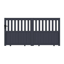 Vente-Unique Portail coulissant aluminium semi ajouré L314 x H149 cm anthracite TARNOS II