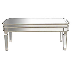 Pegane Table basse, table de salon rectangulaire en MDF coloris argenté avec miroir - longueur 108 x profondeur 61 x Hauteur 44 cm