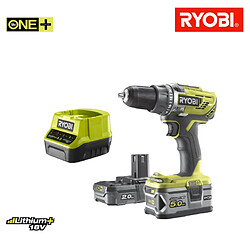 Perceuse-visseuse RYOBI 18V OnePlus 2 batteries LithiumPlus 2.0Ah et 5.0Ah - chargeur rapide 2.0Ah R18DD3-252S