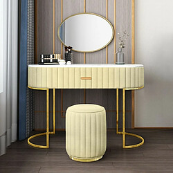 Meubler Design Coiffeuse À Tiroir Dessus De Table En Faux Marbre Vita - Velours Beige 