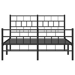 Maison Chic Lit adulte - Lit simple Cadre de lit métal avec tête de lit/pied de lit,Structure du lit Contemporain pour chambre noir 135x190 cm -MN93125 pas cher