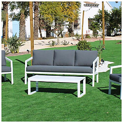 HEVEA Salon de jardin détente en aluminium blanc Acapulco.