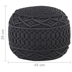 vidaXL Pouf fait à la main en macramé Anthracite 45x30 cm Coton pas cher