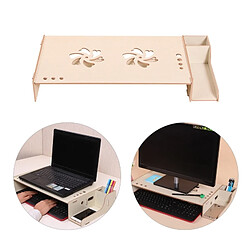 Acheter Wewoo Support d'ordinateur portable Ordinateur en bois surélevé organisateur de bureau d'étagère moniteur avec le stockage clavier