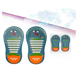 Facile sans lacets lacets élastique silicone plat chaussure en dentelle ensemble pour les enfants bleu changement