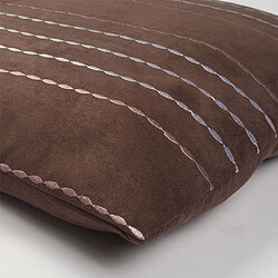 Thedecofactory BRODERIE - Coussin effet suédine avec broderies marron 40x40