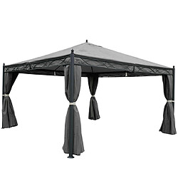 Decoshop26 Pergola pavillon gazebo de jardin cadre stable de 7cm avec paroi latérale + moustiquaire gris 4x4m 04_0004091 