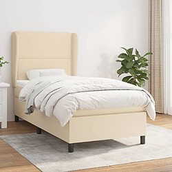 Maison Chic Structures de lit + matelas,Lit à sommier tapissier et matelas pour Chambre Crème 90x190 cm Tissu -MN89001