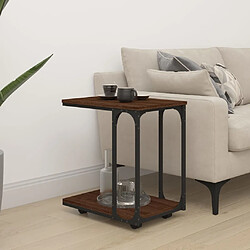 vidaXL Table d'appoint à roues Chêne marron 50x35x55,5 cm 