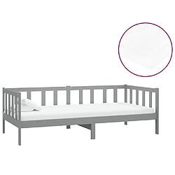 Maison Chic Lit de jour avec matelas, Lit de repos Lit d'invité pour Salon Chambre,Canapé-lit 90x200 cm Gris Bois de pin massif -MN65411