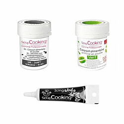 Scrapcooking 2 colorants alimentaires vert-noir + Stylo glaçage noir 