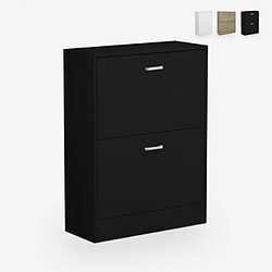 Ahd Amazing Home Design Armoire à chaussures 2 portes battantes jusqu'à 12 paires 63x24x80cm Sko, Couleur: Noir