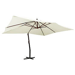 vidaXL Parasol de jardin en porte-à-faux avec mât en bois blanc sable 