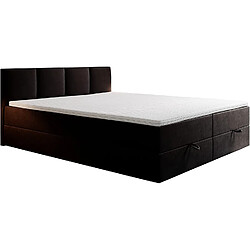 TRADA Lit adulte rembourré ROYAL avec rangement et matelas ressorts intégré dans le cadre du lit en 200×200 noir pas cher