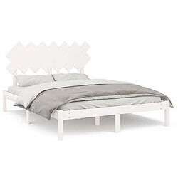 Maison Chic Lit Moderne Chambre - Cadre/structure de lit pour adulte Blanc 140x200 cm Bois massif -MN76165