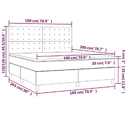 Acheter vidaXL Sommier à lattes de lit et matelas et LED Crème 180x200cm Tissu